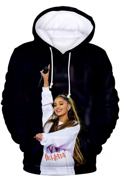 Popular American Singer 3D Figure Sexy Bunny Girl Print Relaxed Fit Drawstring Hoodie