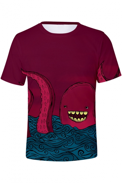Funny Octopus 3D Printed Basic Short Sleeve Summer Basic T-Shirt