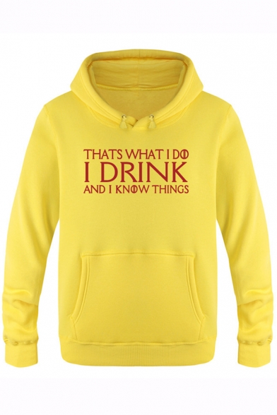 Game of Thrones Letter I DRINK AND I KNOW THINGS Printed Basic Loose Pullover Hoodie