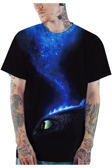 How to Train Your Dragon Cool 3D Printed Basic Round Neck Short Sleeve Sport Loose Blue T-Shirt