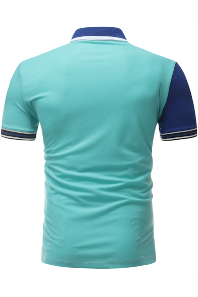 Men's New Fashion Colorblocked Short Sleeve Three-Button Casual Loose Fit Polo Shirt