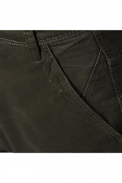Men's New Stylish Simple Plain Cotton Casual Military Cargo Shorts