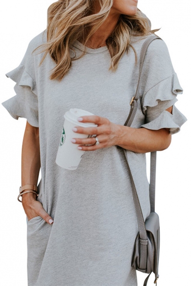 t shirt dress with frill sleeves