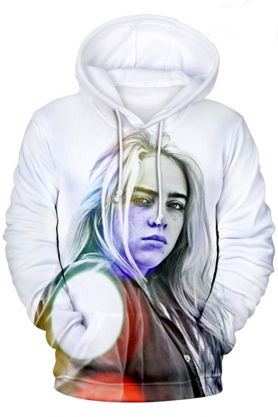 American Singer-Songwriter Fashion 3D Portrait Sketch Pattern Sport Casual Long Sleeve Pullover Hoodie