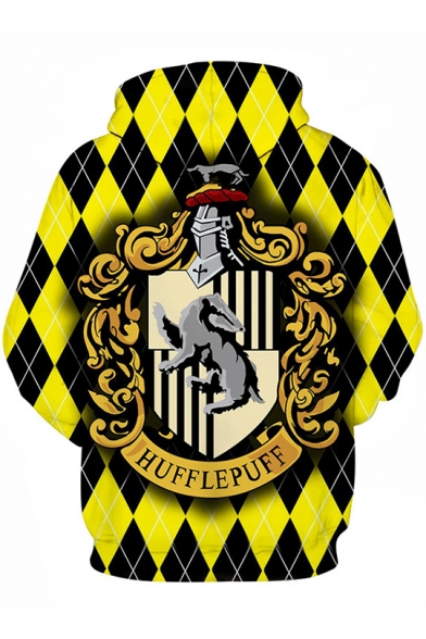 Harry Potter Fashion University Logo Print Sport Casual Yellow Hoodie