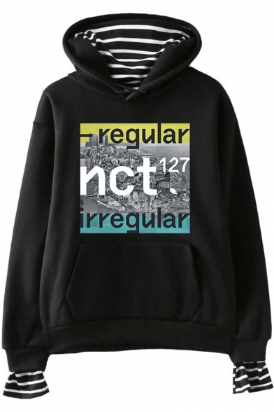 Boy Group Striped Inside Casual Loose Pullover Hoodie