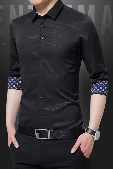 WSPLYSPJY Mens Printing Fashion Long Sleeve Button Up Pleuche Dress Shirt 