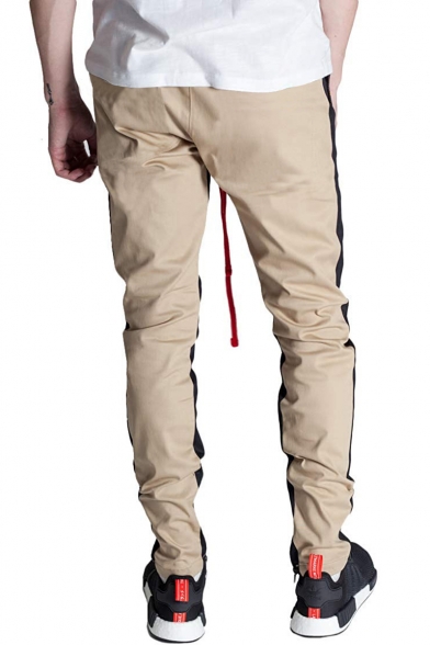New Stylish Camo Printed Zip-Embellished Cuff Drawstring Waist Skinny Sporty Pencil Pants