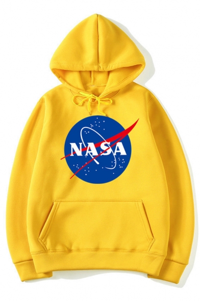 New Stylish Letter NASA Printed Long Sleeve Graphic Unisex Hoodie