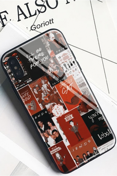 New Stylish Figure Letter Print Toughened Glass Mobile Phone Case for iPhone