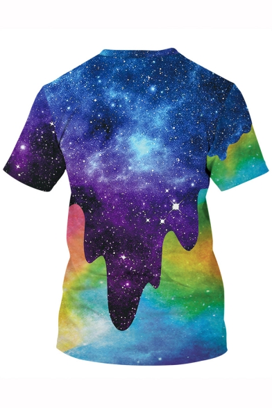 New Trendy 3D Galaxy Milk Printed Basic Short Sleeve Loose Fit Unisex T-Shirt