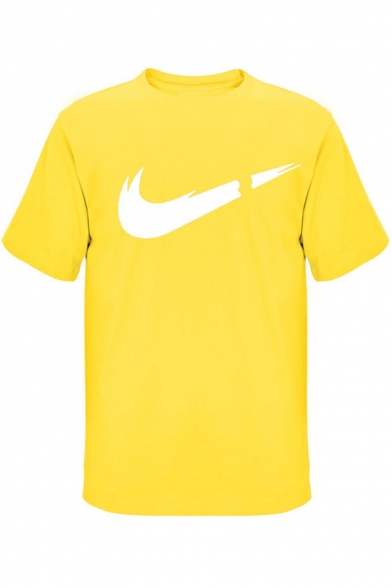 New Trendy Logo Pattern Round Neck Short Sleeve Casual T-Shirt