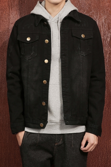 slim fit black denim jacket mens