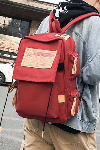 Stylish Newspaper Patched Large Capacity Traveling Backpack 28*42*13CM