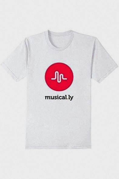 Letter MUSICAL LY Logo Printed Round Neck Short Sleeve Graphic T-Shirt