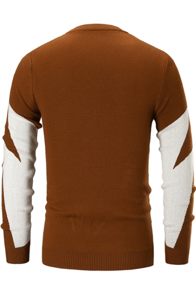 Men's Stylish Flash Lightning Printed Crewneck Long Sleeve Stretch Fit Sweater