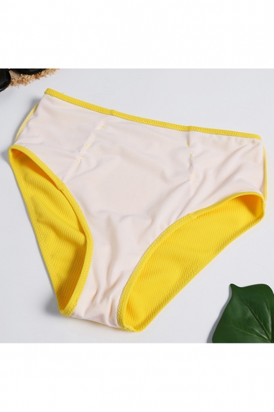 Plain Sleeveless Top with Button Front High Waist Bottom Bikini Swimwear