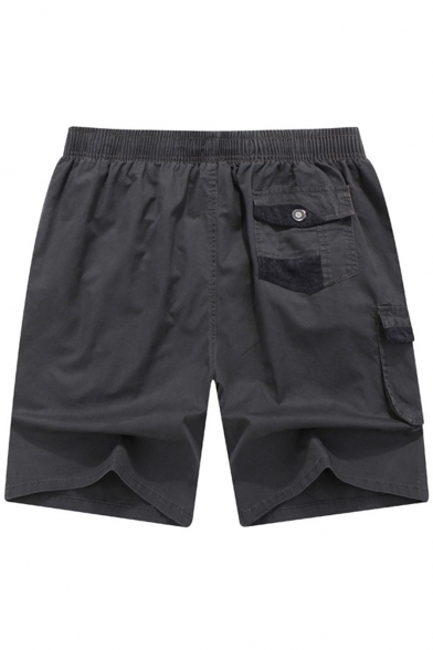 Summer Basic Simple Plain Elastic Waist Straight Fit Beach Loose Fit Shorts