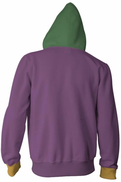 The Nightmare Before Christmas Jack Skellington 3D Cosplay Costume Color Block Sport Casual Purple Zip Up Hoodie