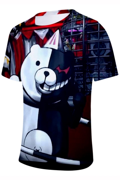 Fashion 3D Cartoon Black and White Bear Printed Short Sleeve Unisex T-Shirt