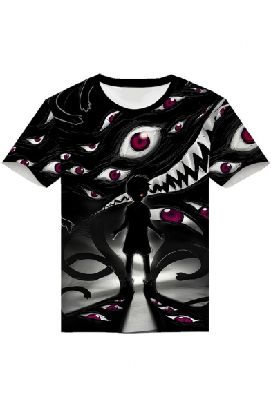 Fullmetal Alchemist Comic Eyes Printed Summer Unisex Black T-Shirt