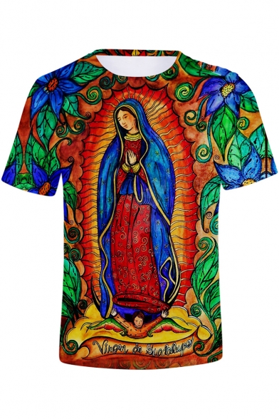 Lady Of Guadalupe Mary Catholic Women Men T-Shirt 3D Print Short Sleeve Tee Tops