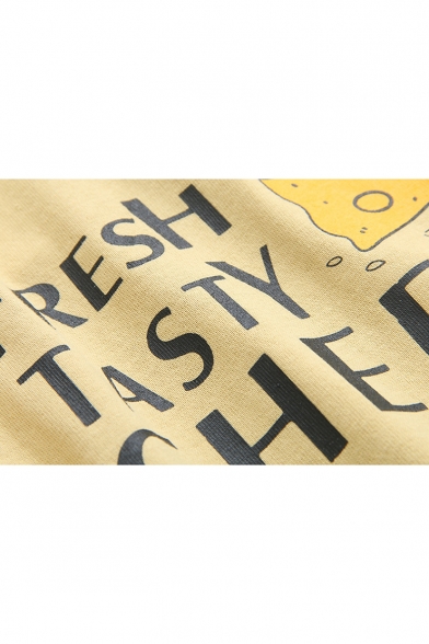 Summer Letter FRESH TASTY CHEESE Printed Round Neck Short Sleeve Casual Loose T-Shirt