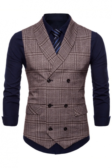 Nicelly Men Double-Breasted Floral Business Turn-Down Collar Jacket Suit Vest