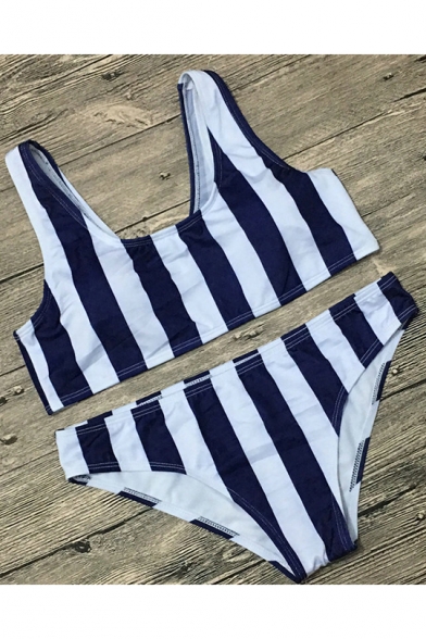 Fashion Navy Striped Printed Sexy Beach Bikini Swimwear