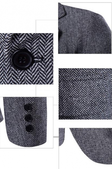 Fashion Plain Single Button Notch Lapel Split Back Long Sleeve Men's Blazer Coat