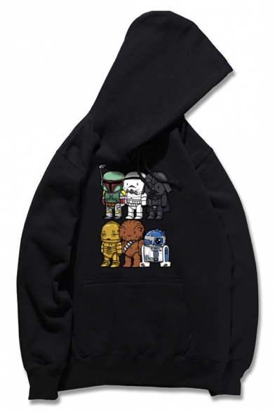 Funny Cartoon Star Wars Character Printed Long Sleeve Casual Unisex Pullover Hoodie