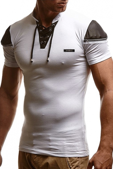 Polo Shirt For Men Sagton Fashion Mens Casual Slim Short Sleeve Letter T Shirt Top Blouse 