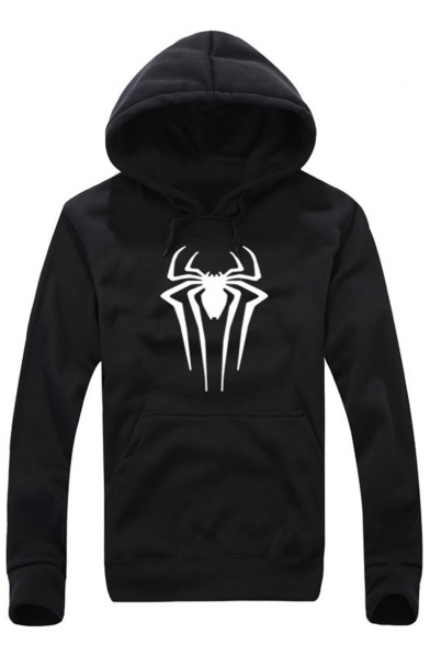 New Stylish Unique Spider Printed Men's Long Sleeve Fitted Casual Hoodie
