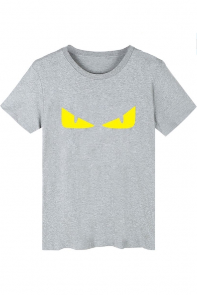 Novelty Monster Devil's Eye Pattern Round Neck Short Sleeves Leisure Unisex T-Shirt