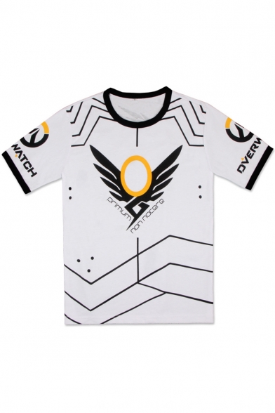 Overwatch DVA Game Letter Logo Pattern Round Neck Short Sleeve Casual T-Shirt