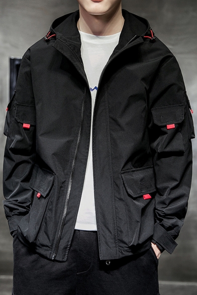Coolred-Men Loose-Fit Short Zip-Up Pockets Hoodie Casual Jacket Coat 