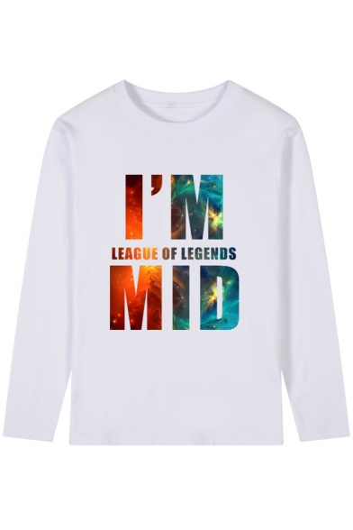 League of Legends Fashion Letter Printed Round Neck Long Sleeve Casual T-Shirt