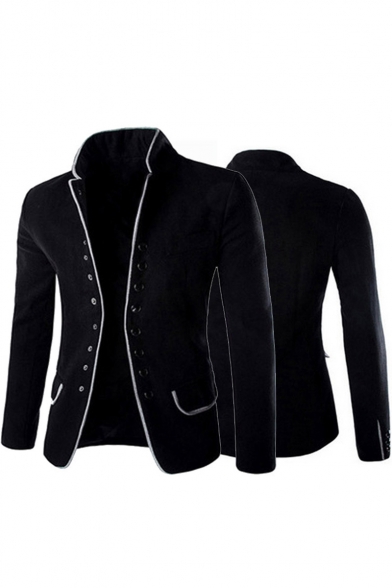 Men's Single-Breasted Stand Up Collar Long Sleeve Chinese Style Blazer Suit