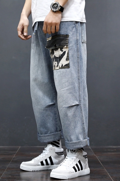 loose fit light blue jeans