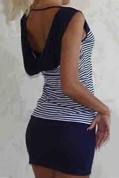 Women's Sexy Hot Fashion Stripes Ship Anchors Printed Slim Mini Bodycon Dress