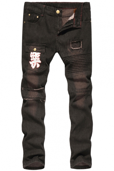 patchwork skinny jeans mens