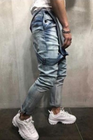 Hot Fashion Multi Pockets Slim Fit Overall Jeans for Men