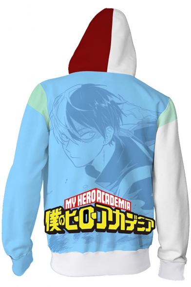 Hot Popular Cosplay 3D Colorblock Blue and White Zip Up Hoodie