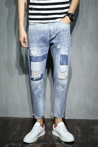 straight cut ripped jeans