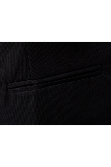Men's Stylish Plain Button Front Notched Lapel Belt Back Suit Vest