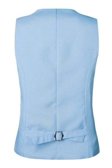 New Stylish Plain Buckle Back Button Down Dress Suit Vest for Men