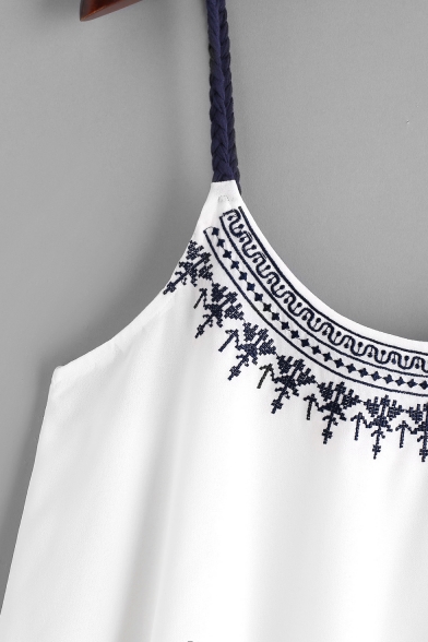 Summer Simple Printed White Chiffon Cami Top for Women
