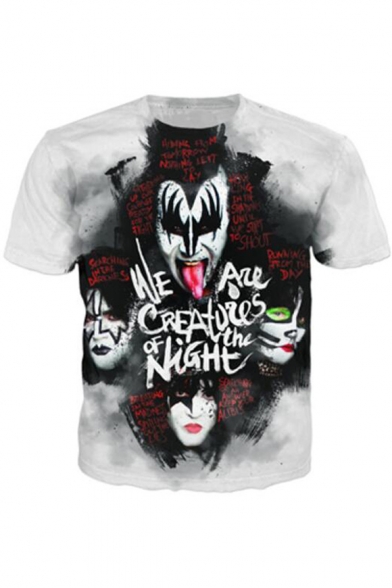 Hard Rock Heavy Metal Kiss Band 3D Print Hip Hop Streetwear White T-Shirt