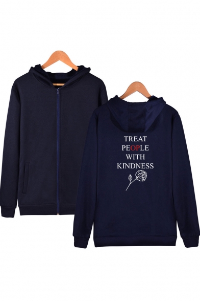 Harry Style Treat People With Kindness Zip Front Long Sleeve Hoodie
