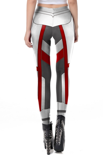 New Popular Quantum Battle Suit Cosplay Costume Elastic Waist Grey Skinny Fit Leggings